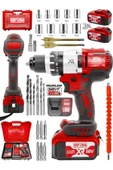 DAFLONG Brushless 58 v 5ah Çelik Şanzıman 10 Pilli Çift Akülü Darbeli Şarjlı Matkap Vidalama-KIRMIZI - 1