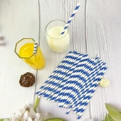 3B Trend Kağıt Pipet Mavi Beyaz 25'li - 2