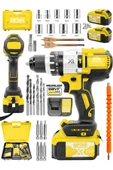 DAFLONG Brushless 58 v 5ah Çelik Şanzıman 10 Pilli Çift Akülü Darbeli Şarjlı Matkap Vidalama-SARI - 1