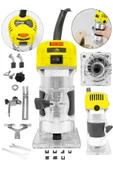 DAFLONG 6 Kademe Devir Ayarlı Formika Traşlama Freze Makinesi 6 Mm + 12 Adet Uç Hediye-SARI - 1