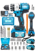 DAFLONG Brushless 58 v 5ah Çelik Şanzıman 10 Pilli Çift Akülü Darbeli Şarjlı Matkap Vidalama-MAVI - 2