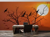Günbatımı Ağaç ve Kuş Manzaralı Duvar Kağıdı thumbnail 4
