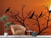 Günbatımı Ağaç ve Kuş Manzaralı Duvar Kağıdı thumbnail 6
