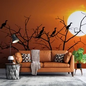 Günbatımı Ağaç ve Kuş Manzaralı Duvar Kağıdı thumbnail 1