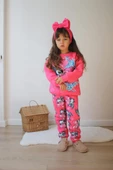 KIZ ÇOCUK STİTCH MODELLİ 3 İPLİK ŞARDONLU EŞOFMAN TAKIMI - 1