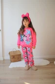 KIZ ÇOCUK STİTCH MODELLİ 3 İPLİK ŞARDONLU EŞOFMAN TAKIMI - 3