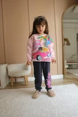 KIZ ÇOCUK MODELLİ 3 İPLİK ŞARDONLU EŞOFMAN TAKIMI - 6