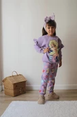KIZ ÇOCUK ELSA MODELLİ 3 İPLİK ŞARDONLU EŞOFMAN TAKIMI - 5