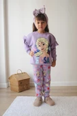 KIZ ÇOCUK ELSA MODELLİ 3 İPLİK ŞARDONLU EŞOFMAN TAKIMI - 6