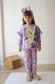 KIZ ÇOCUK ELSA MODELLİ 3 İPLİK ŞARDONLU EŞOFMAN TAKIMI - 4