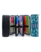 Kalem Kutusu Sevimli Köpek Kawai Organizer Kalemkutu Vegan Deri Üç Bölmeli Kalemlik Siyah thumbnail 5