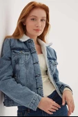 FASHION FRIENDS KADIN İÇİ KÜRKLÜ DENİM CEKET 23K0266K1 - 5