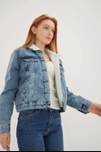 FASHION FRIENDS KADIN İÇİ KÜRKLÜ DENİM CEKET 23K0266K1 - 3