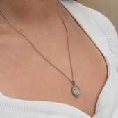 Gümüş Sedef Taşlı Ay Yıldız Hilal Kadın Kolye thumbnail 7