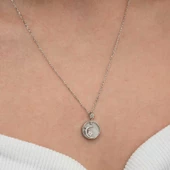 Gümüş Sedef Taşlı Ay Yıldız Hilal Kadın Kolye thumbnail 4