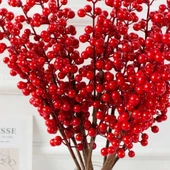 Nettenevime 3 Adet Yapay Çiçek Kokina Uzun Dal 63cm Yılbaşı Çiçeği Red Berry thumbnail 8