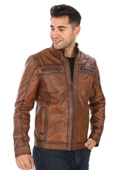 Spor Model Erkek Deri Mont Taba Renk - 6