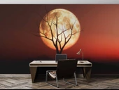 Günbatımı Ağaç ve Ay Manzaralı Duvar Kağıdı thumbnail 4