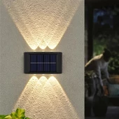 6 Ledli Solar Duvar Lamba Dekorasyon Aydınlatma Aplik Güneş Enerji Gün Işığı 2 Li Set - 1