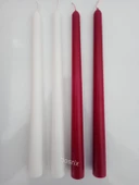 qosrix Yılbaşı Özel Serisi 4'lü Kırmızı Beyaz Şamdan Doğal Kokulu Soya Mumu Yeni Yıl Noel Uzun Çubuk Konik Mum thumbnail 1