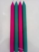 qosrix Yılbaşı Özel Serisi 4'lü Fuşya Açık Petrol Yeşili Şamdan Doğal Kokulu Soya Mumu Yeni Yıl Noel Uzun Çubuk Konik Mum thumbnail 2