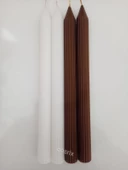 qosrix Yılbaşı Özel Serisi 4'lü Kahverengi Beyaz Şamdan Doğal Kokulu Soya Mumu Yeni Yıl Noel Uzun Çubuk Konik Mum thumbnail 2