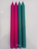 qosrix Yılbaşı Özel Serisi 4'lü Fuşya Açık Petrol Yeşili Şamdan Doğal Kokulu Soya Mumu Yeni Yıl Noel Uzun Çubuk Konik Mum thumbnail 4