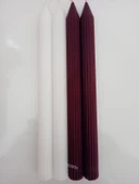 qosrix Yılbaşı Özel Serisi 4'lü Bordo Beyaz Şamdan Doğal Kokulu Soya Mumu Yeni Yıl Noel Uzun Çubuk Konik Mum thumbnail 4