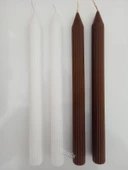 qosrix Yılbaşı Özel Serisi 4'lü Kahverengi Beyaz Şamdan Doğal Kokulu Soya Mumu Yeni Yıl Noel Uzun Çubuk Konik Mum thumbnail 1