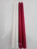 qosrix Yılbaşı Özel Serisi 4'lü Kırmızı Beyaz Şamdan Doğal Kokulu Soya Mumu Yeni Yıl Noel Uzun Çubuk Konik Mum thumbnail 4