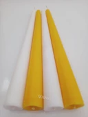 qosrix Yılbaşı Özel Serisi 4'lü Sarı Beyaz Şamdan Doğal Kokulu Soya Mumu Yeni Yıl Noel Uzun Çubuk Konik Mum - 3