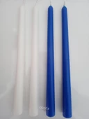 qosrix Yılbaşı Özel Serisi 4'lü Beyaz Mavi Şamdan Doğal Kokulu Soya Mumu Yeni Yıl Noel Uzun Çubuk Konik Mum thumbnail 1