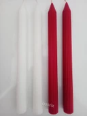 qosrix Yılbaşı Özel Serisi 4'lü Kırmızı Beyaz Şamdan Doğal Kokulu Soya Mumu Yeni Yıl Noel Uzun Çubuk Konik Mum thumbnail 1