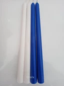 qosrix Yılbaşı Özel Serisi 4'lü Beyaz Mavi Şamdan Doğal Kokulu Soya Mumu Yeni Yıl Noel Uzun Çubuk Konik Mum thumbnail 4