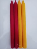 qosrix Yılbaşı Özel Serisi 4'lü Sarı Kırmızı Şamdan Doğal Kokulu Soya Mumu Yeni Yıl Noel Uzun Çubuk Konik Mum thumbnail 3