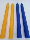 qosrix Yılbaşı Özel Serisi 4'lü Sarı Mavi Şamdan Doğal Kokulu Soya Mumu Yeni Yıl Noel Uzun Çubuk Konik Mum thumbnail 2