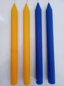 qosrix Yılbaşı Özel Serisi 4'lü Sarı Mavi Şamdan Doğal Kokulu Soya Mumu Yeni Yıl Noel Uzun Çubuk Konik Mum thumbnail 1