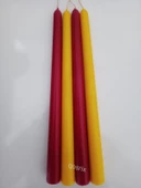 qosrix Yılbaşı Özel Serisi 4'lü Sarı Kırmızı Şamdan Doğal Kokulu Soya Mumu Yeni Yıl Noel Uzun Çubuk Konik Mum - 2
