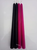 qosrix Yılbaşı Özel Serisi 4'lü Siyah Fuşya Şamdan Doğal Kokulu Soya Mumu Yeni Yıl Noel Uzun Çubuk Konik Mum thumbnail 4