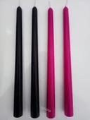 qosrix Yılbaşı Özel Serisi 4'lü Siyah Fuşya Şamdan Doğal Kokulu Soya Mumu Yeni Yıl Noel Uzun Çubuk Konik Mum thumbnail 1