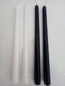 qosrix Yılbaşı Özel Serisi 4'lü Siyah Beyaz Şamdan Doğal Kokulu Soya Mumu Yeni Yıl Noel Uzun Çubuk Konik Mum thumbnail 1