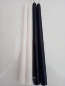 qosrix Yılbaşı Özel Serisi 4'lü Siyah Beyaz Şamdan Doğal Kokulu Soya Mumu Yeni Yıl Noel Uzun Çubuk Konik Mum thumbnail 4