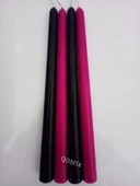 qosrix Yılbaşı Özel Serisi 4'lü Siyah Fuşya Şamdan Doğal Kokulu Soya Mumu Yeni Yıl Noel Uzun Çubuk Konik Mum thumbnail 2