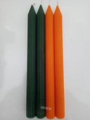 qosrix Yılbaşı Özel Serisi 4'lü Turuncu Yeşil Şamdan Doğal Kokulu Soya Mumu Yeni Yıl Noel Uzun Çubuk Konik Mum thumbnail 4