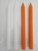 qosrix Yılbaşı Özel Serisi 4'lü Turuncu Beyaz Şamdan Doğal Kokulu Soya Mumu Yeni Yıl Noel Uzun Çubuk Konik Mum thumbnail 1