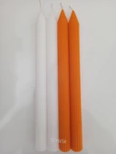 qosrix Yılbaşı Özel Serisi 4'lü Turuncu Beyaz Şamdan Doğal Kokulu Soya Mumu Yeni Yıl Noel Uzun Çubuk Konik Mum thumbnail 4