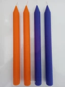 qosrix Yılbaşı Özel Serisi 4'lü Turuncu Mor Şamdan Doğal Kokulu Soya Mumu Yeni Yıl Noel Uzun Çubuk Konik Mum thumbnail 1