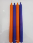 qosrix Yılbaşı Özel Serisi 4'lü Turuncu Mor Şamdan Doğal Kokulu Soya Mumu Yeni Yıl Noel Uzun Çubuk Konik Mum thumbnail 3