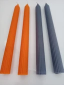 qosrix Yılbaşı Özel Serisi 4'lü Turuncu Gri Şamdan Doğal Kokulu Soya Mumu Yeni Yıl Noel Uzun Çubuk Konik Mum thumbnail 2