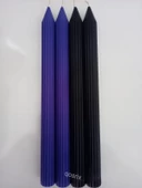 qosrix Yılbaşı Özel Serisi 4'lü Siyah Mor Şamdan Doğal Kokulu Soya Mumu Yeni Yıl Noel Uzun Çubuk Konik Mum thumbnail 4